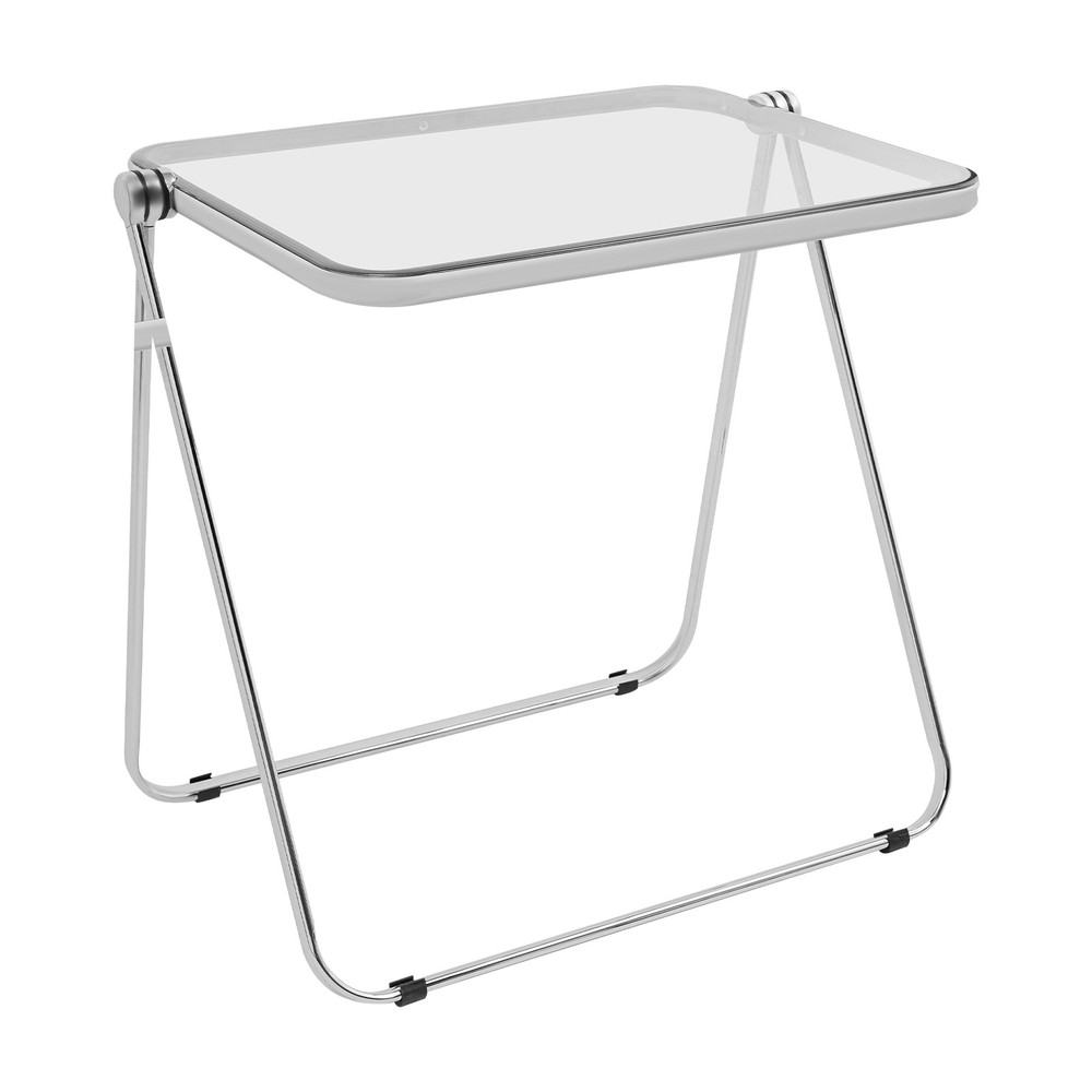 Clear Foldable Side Table Tiny Desk for Home Office, Small Computer Desk