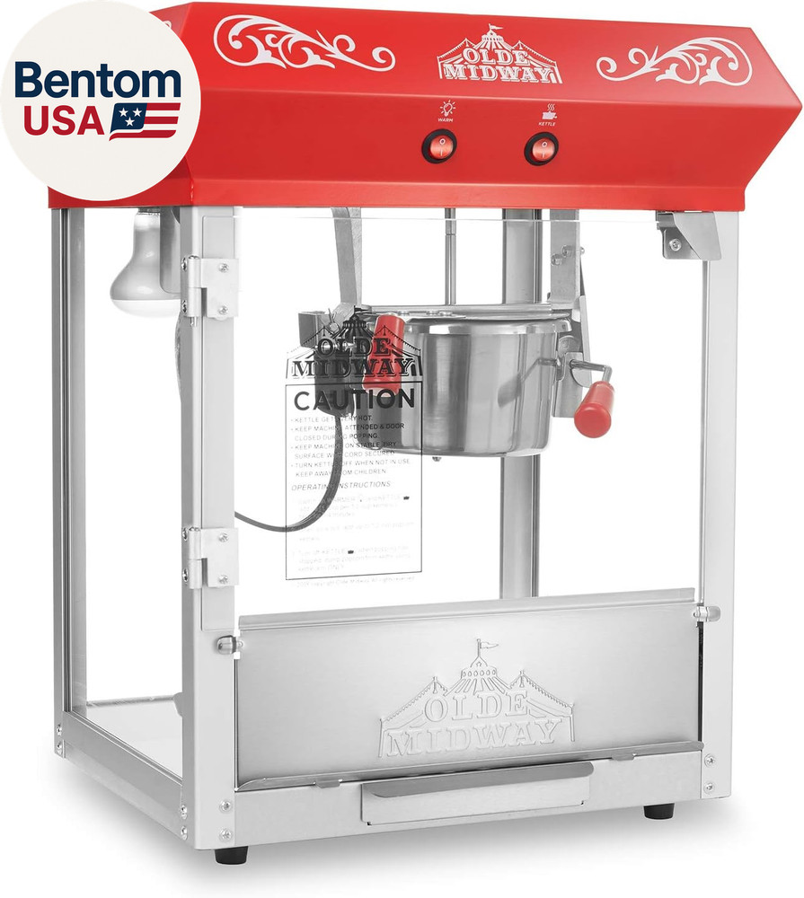 Bar Style Popcorn Machine, 4-Ounce Popcorn Maker Popper, Red