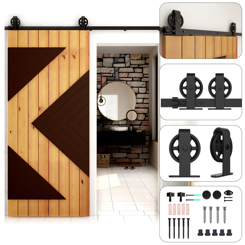 4-20FT Sliding Barn Door Hardware Kit Single Double Doors Medium Wheel RollerKit