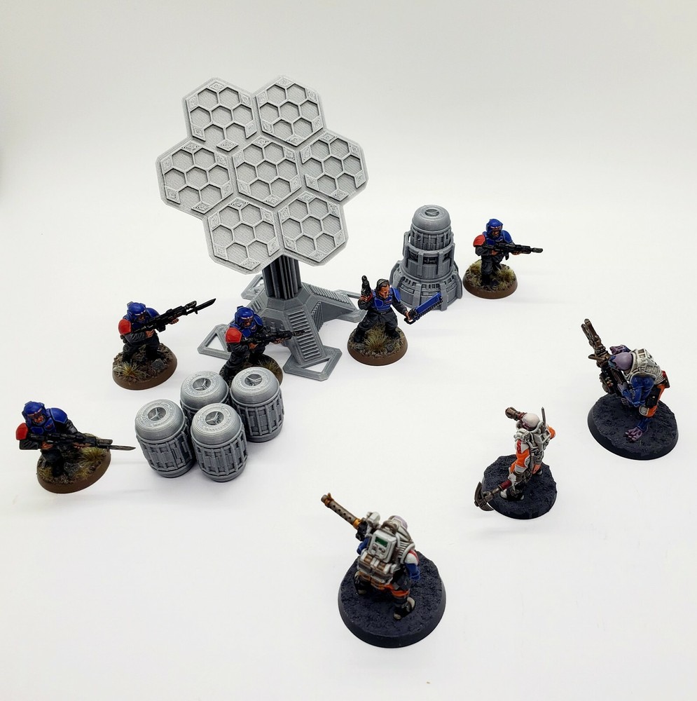 3d Printed Terrain Solar Array w/Energy Cells for Tabletop Gaming. 3D Wargaming