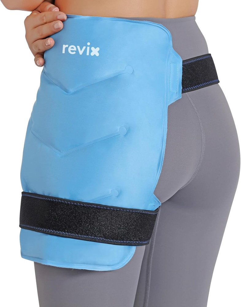 REVIX Hip Ice Pack Wrap with Straps, Reusable Gel Cold Compression for Hip Repla