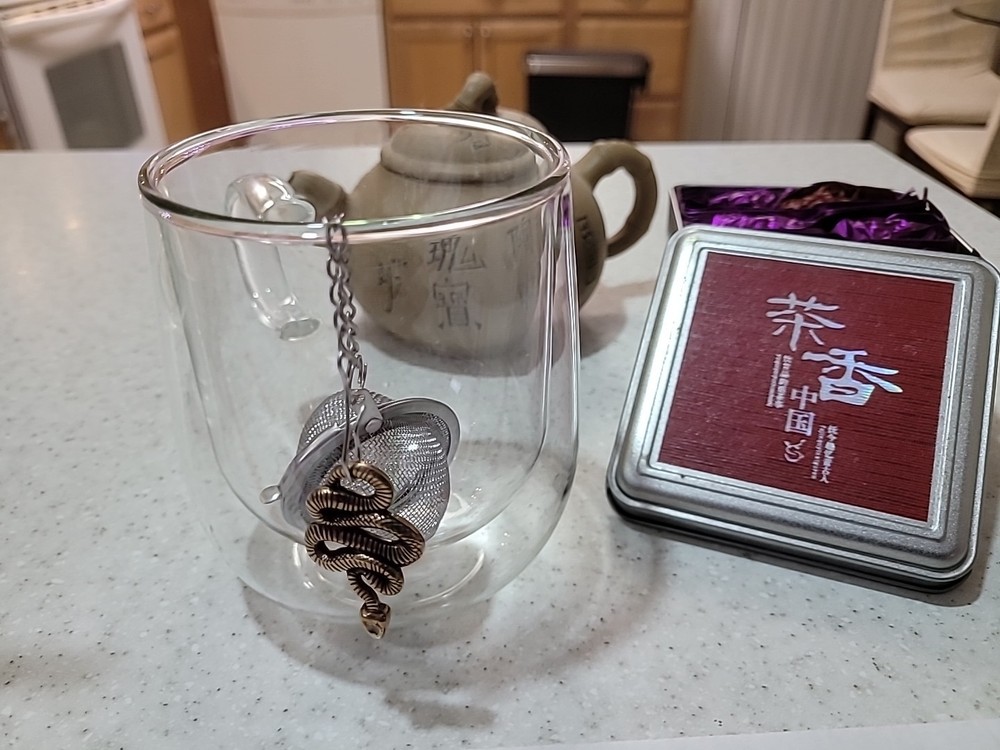 1 X Stainless Steel Mesh Tea Infuser Diffuser Strainer Steeper W/brass Snake