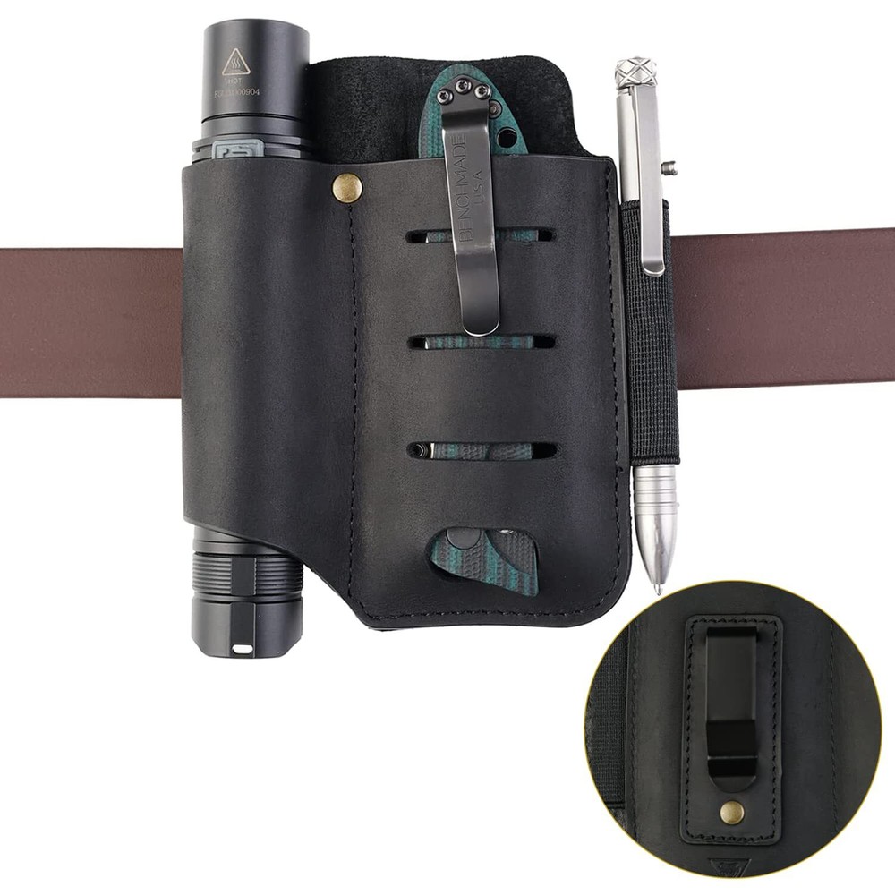 Multitool Sheath for Belt, EDC Leather Sheath, Leather Flashlight Holster, EDC B