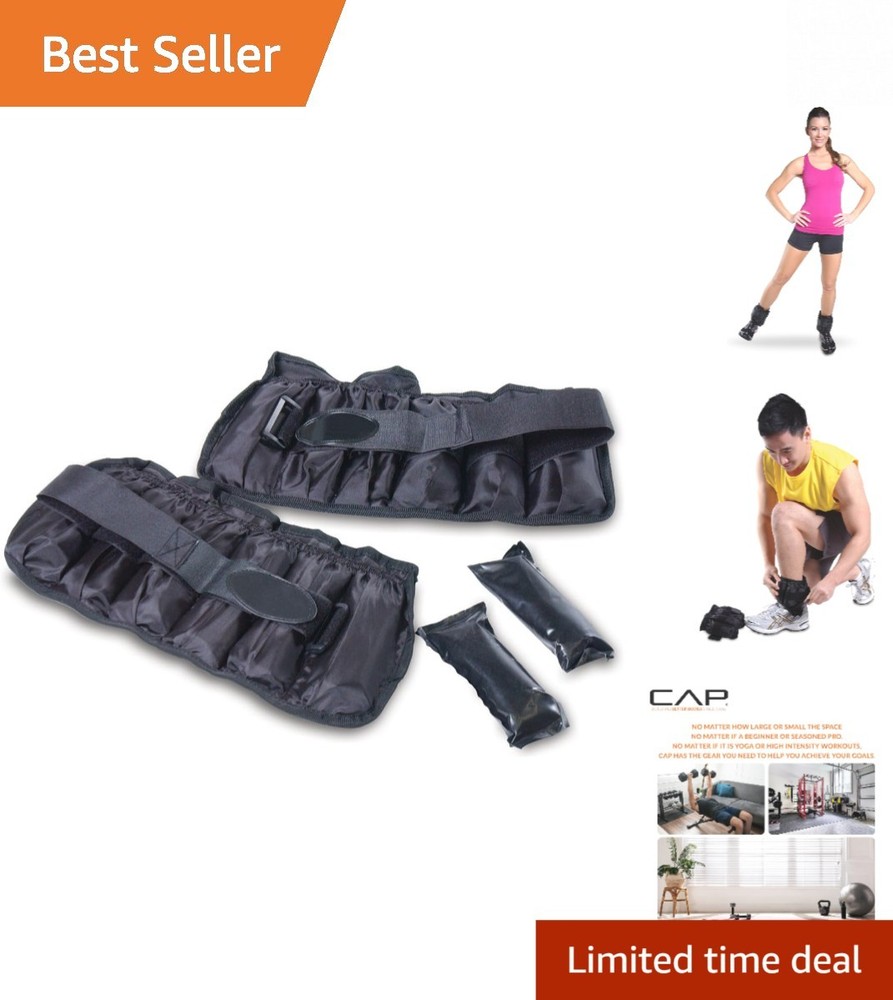 Adjustable Ankle Weights 10-20 lbs Pair | Black | Comfortable Toning Training