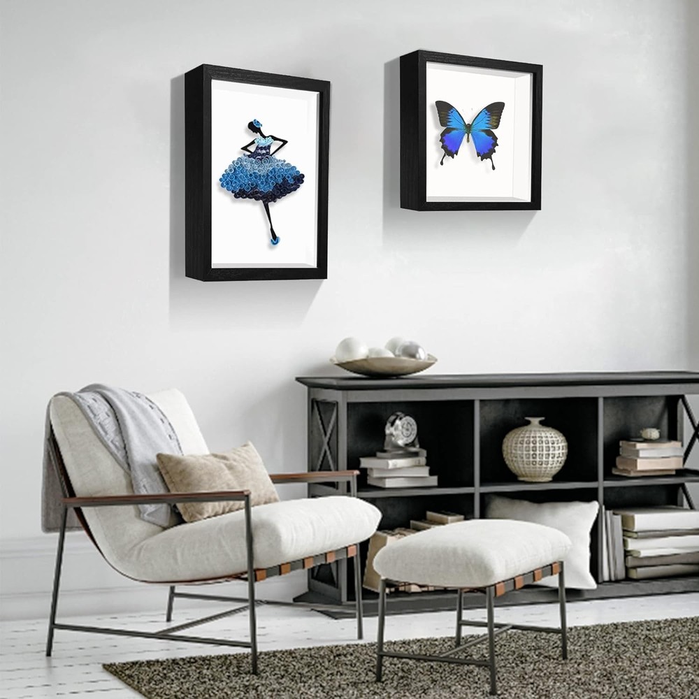 5X5 Small Shadow Box Frame Display Case , Display Case Box for Memorabilia, Meda