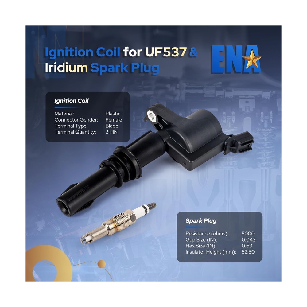ENA 8 Ignition Coil Pack and Iridium Spark Plug Set 2005-2008 Compatible with...