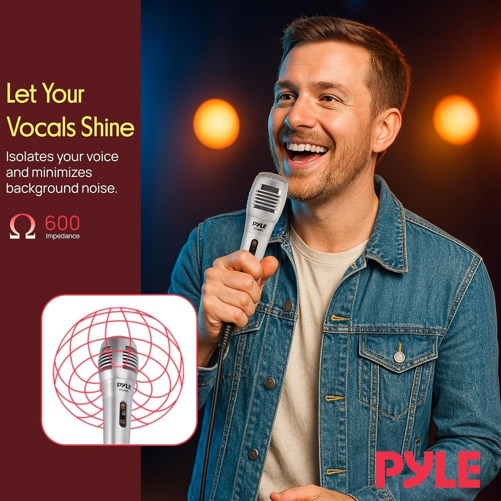 Pyle Wired Dynamic Microphone, Uni-Directional, Handheld Mic with Pop...