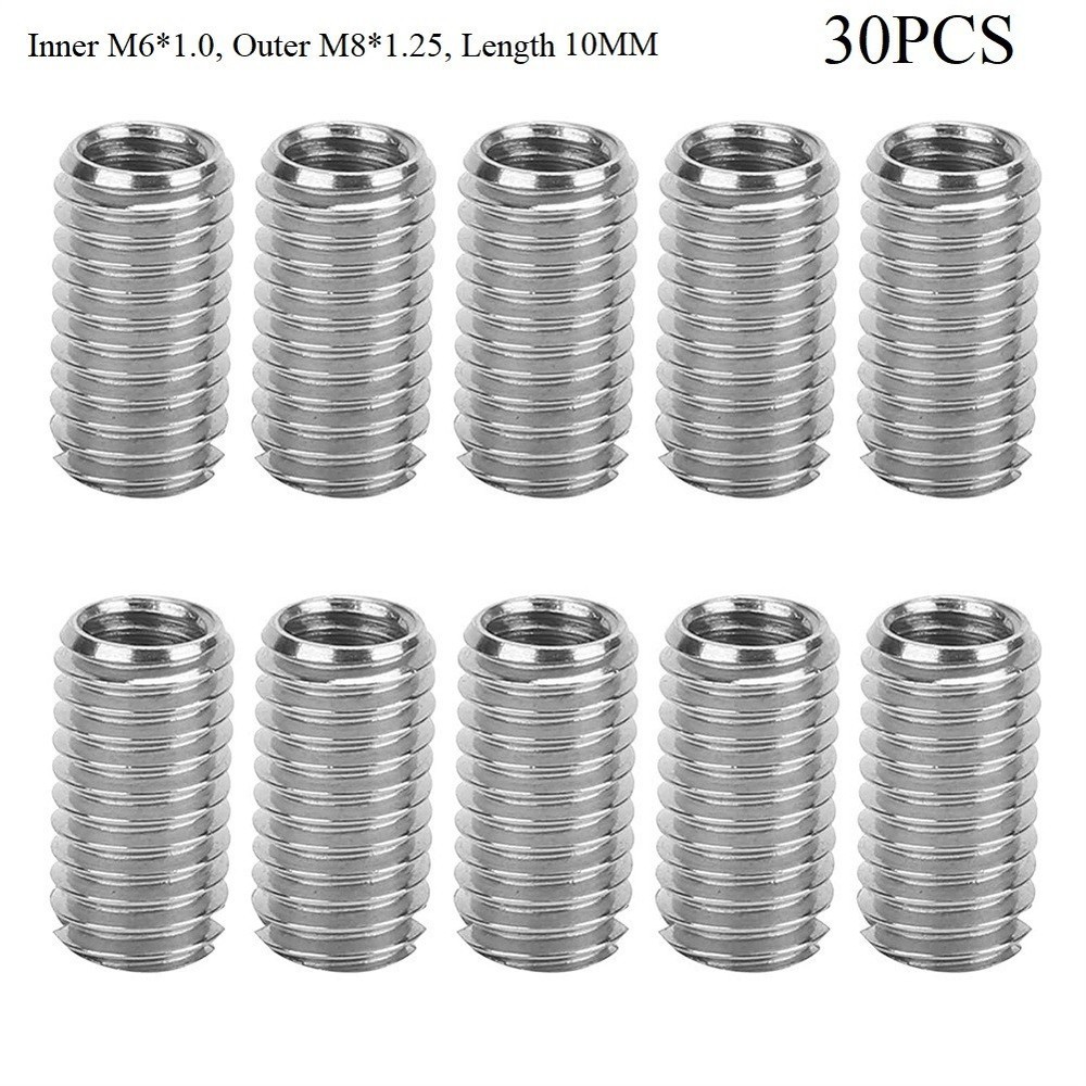 Thread Reducer Inserts Outer M8*1.25 Threaded 10MM 30pcs Adapter Hardware