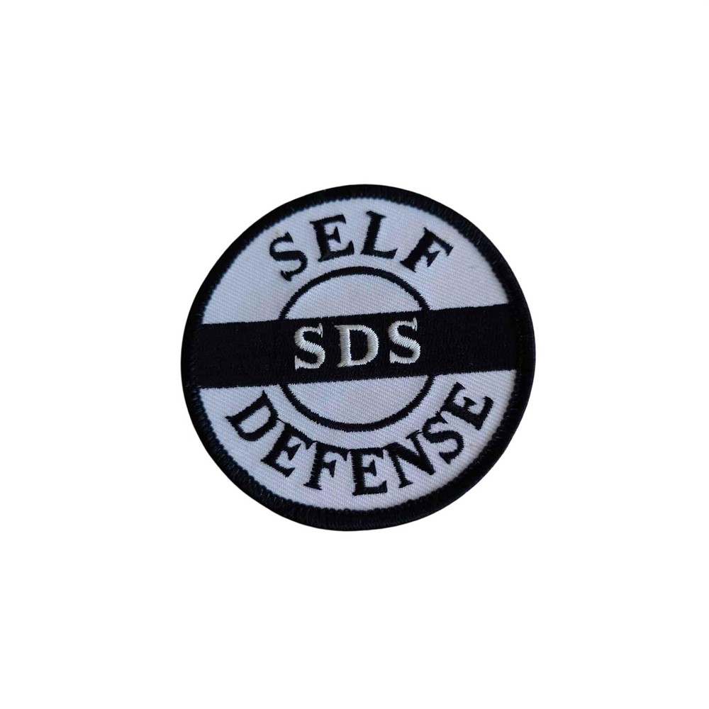 SELF DEFENSE SDS White Black Embroidered Iron On Morale Patch