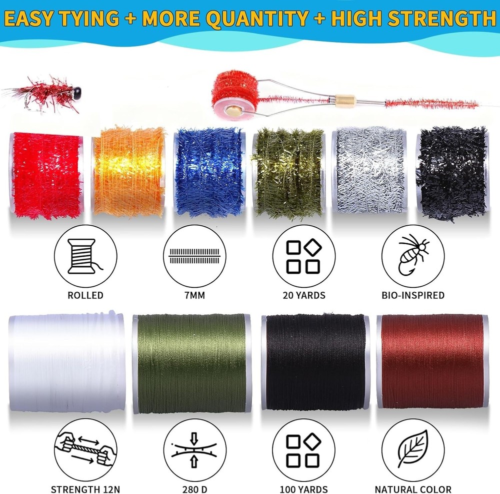 Fly Tying Materials kit, 87pcs Starter kit, Fly Tying Tools Bobbin-Holder,Hoo...