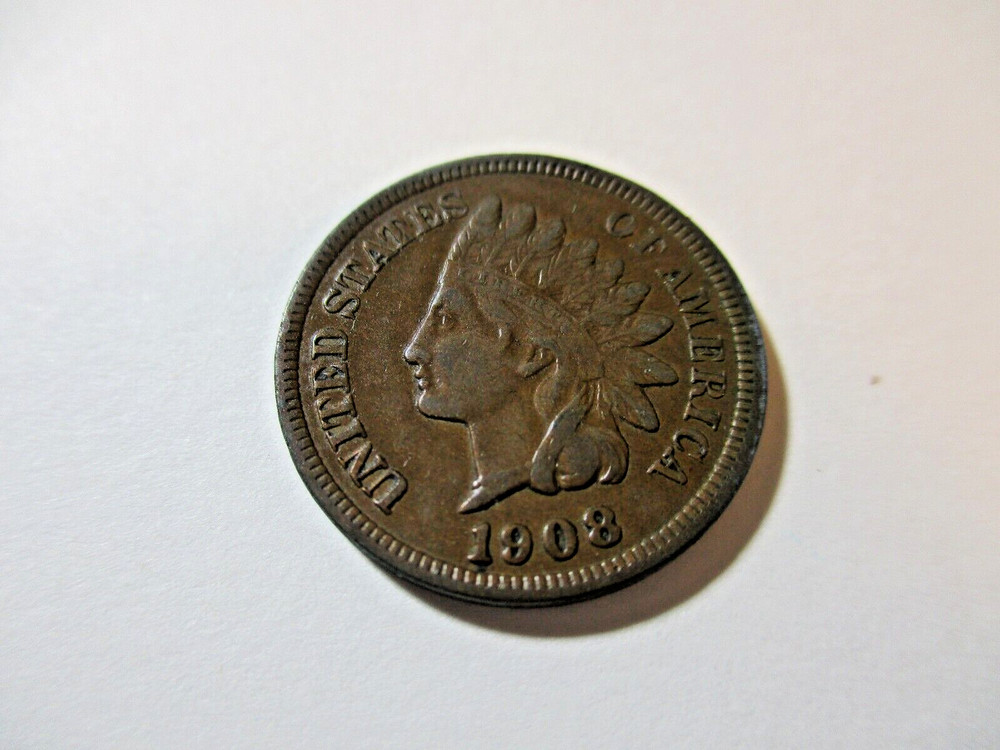 1908 INDIAN CENT MPD DATE IN DENTIALS UNDER 8 GRADES XF 50