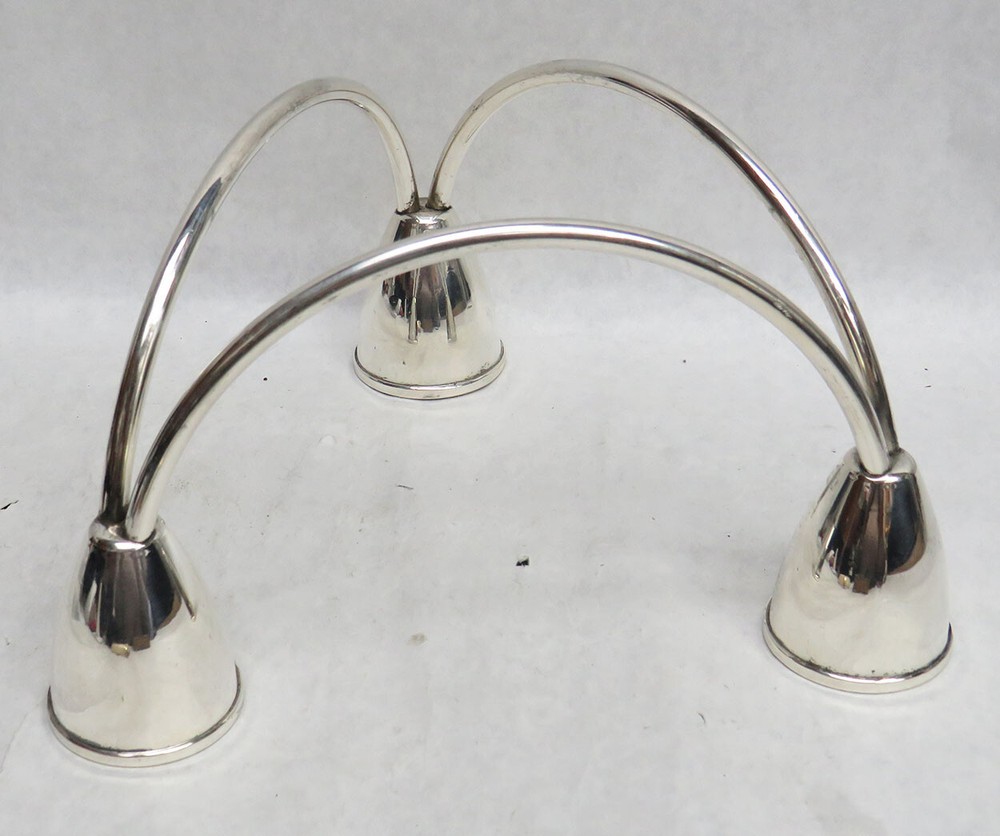 UNIQUE STERLING SILVER HOLIDAY 3 LIGHT 4 1/2" CANDLESTICKS