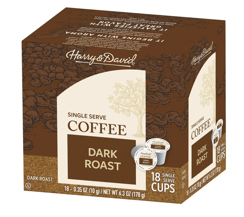 Harry & David Coffee Combo, Dark Roast, Breakfast Blend 2/18 ct boxes