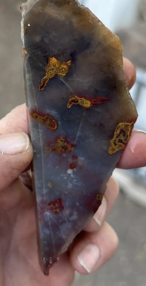 Pigeon blood agate slab