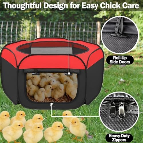 Chicken Brooder Box for Chicks, Pop Up Chick Starter Kit Brooder Pen with