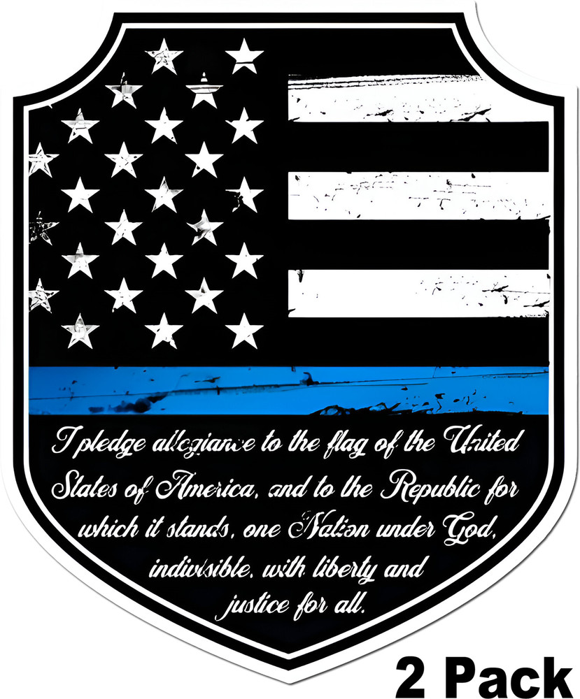 2X Thin Blue Line Badge sticker Flag Decal