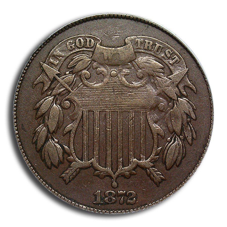 1872 Two Cent Piece VF-30 PCGS CAC (Brown)