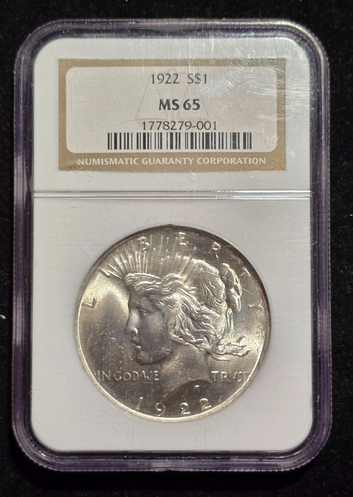 1922 Peace Silver Dollar $1 NGC MS65