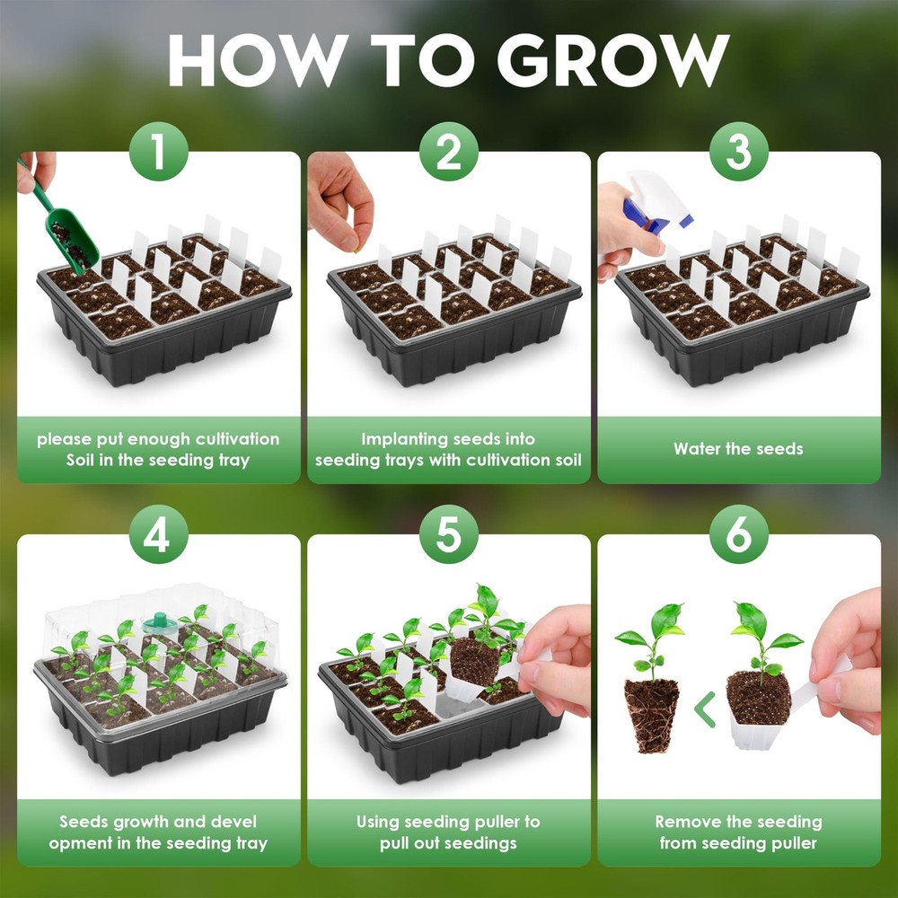 -5 Pack Plant Trays with 60pcs Puller Reusable, Starter Tray for Lettuce Seed...