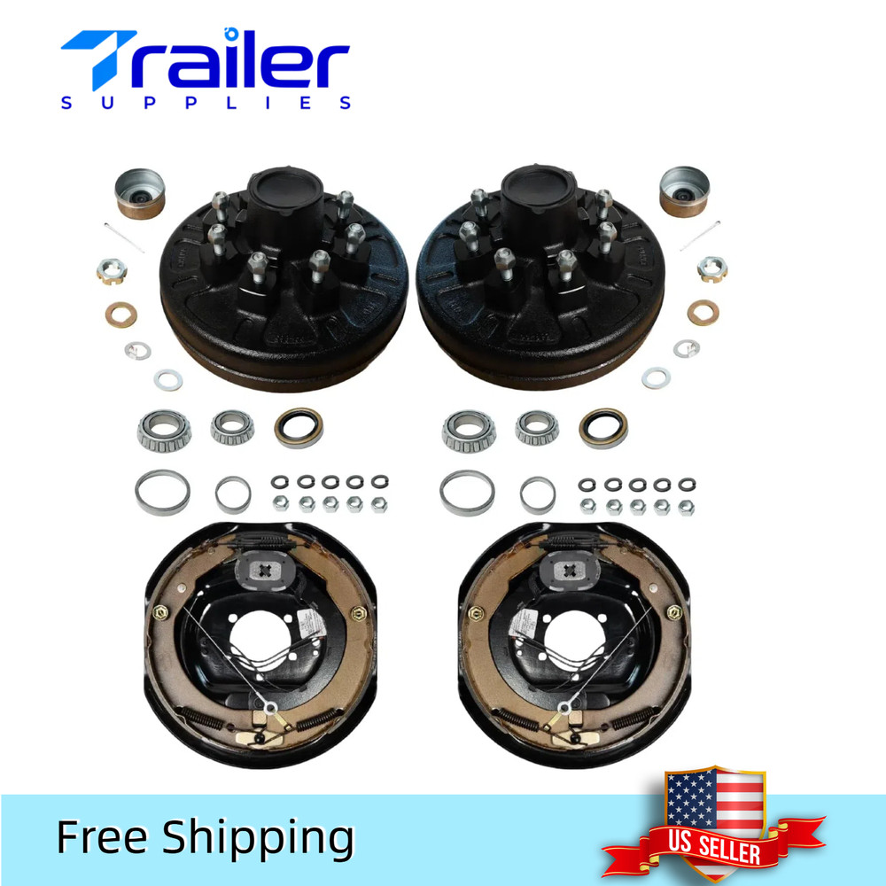 7K Trailer Brake Drum Kit – 12"x2" Hub & Drum, 8 Lug, Self-Adjusting, Pre-Grease