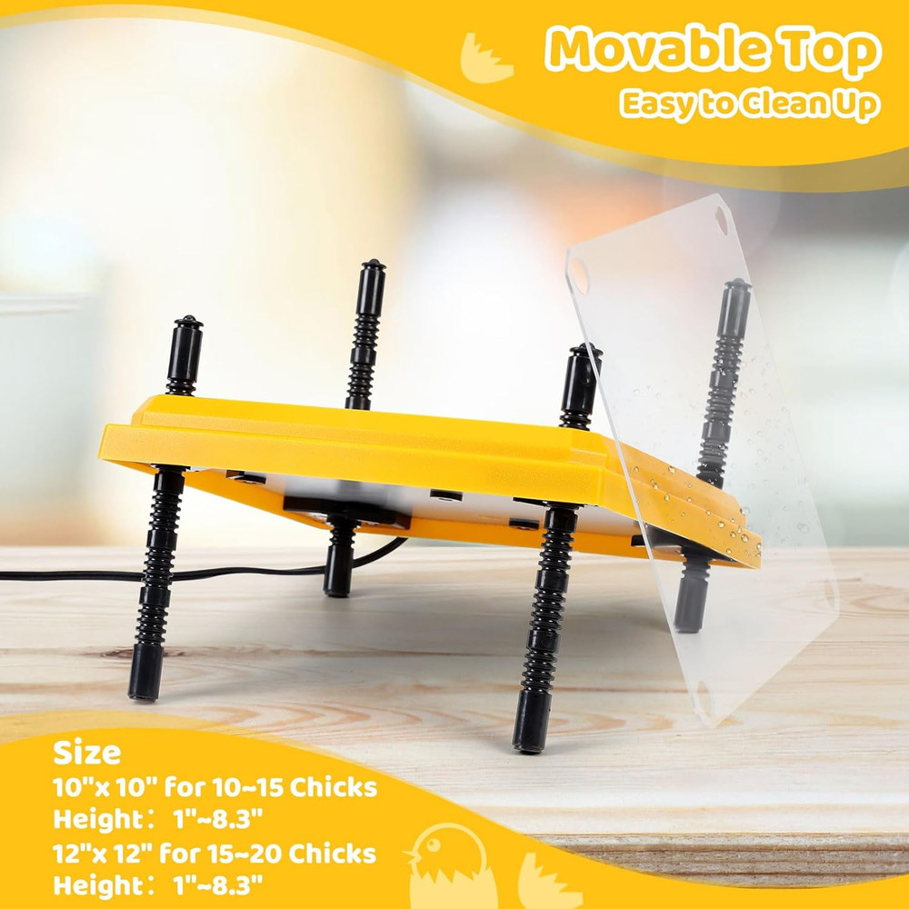 Brooder Heating Plate for Chicks Adjustable: with Bonus 12X12 Warmer with Easy-