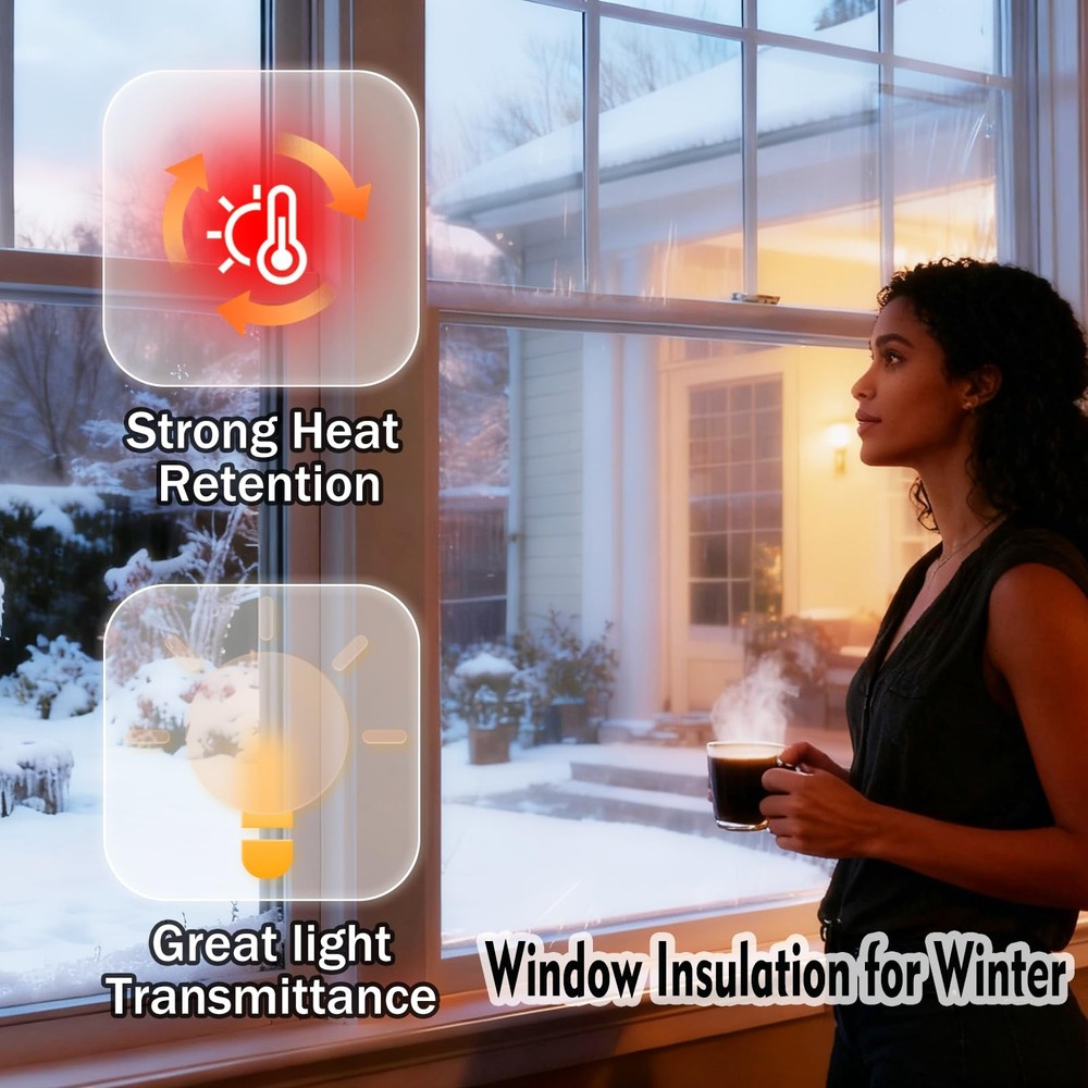 Window Insulation for Winter - 48x360 Inch Plastic for Winterizing Windows, F...