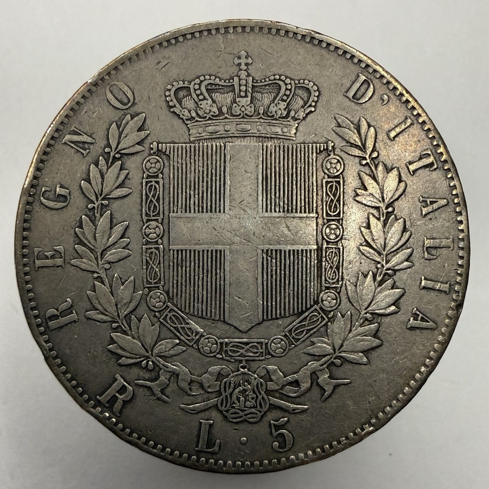 1876 Italy 5 Lire Silver