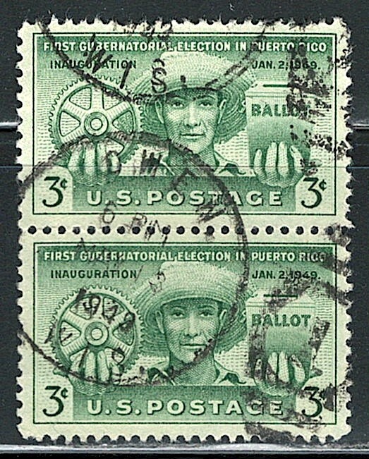 Nice US pair of SON Cancel stamp , (used)