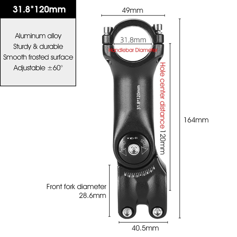 Adjustable Handlebar Stem Variable 60 Degree Angle Alloy L6K3