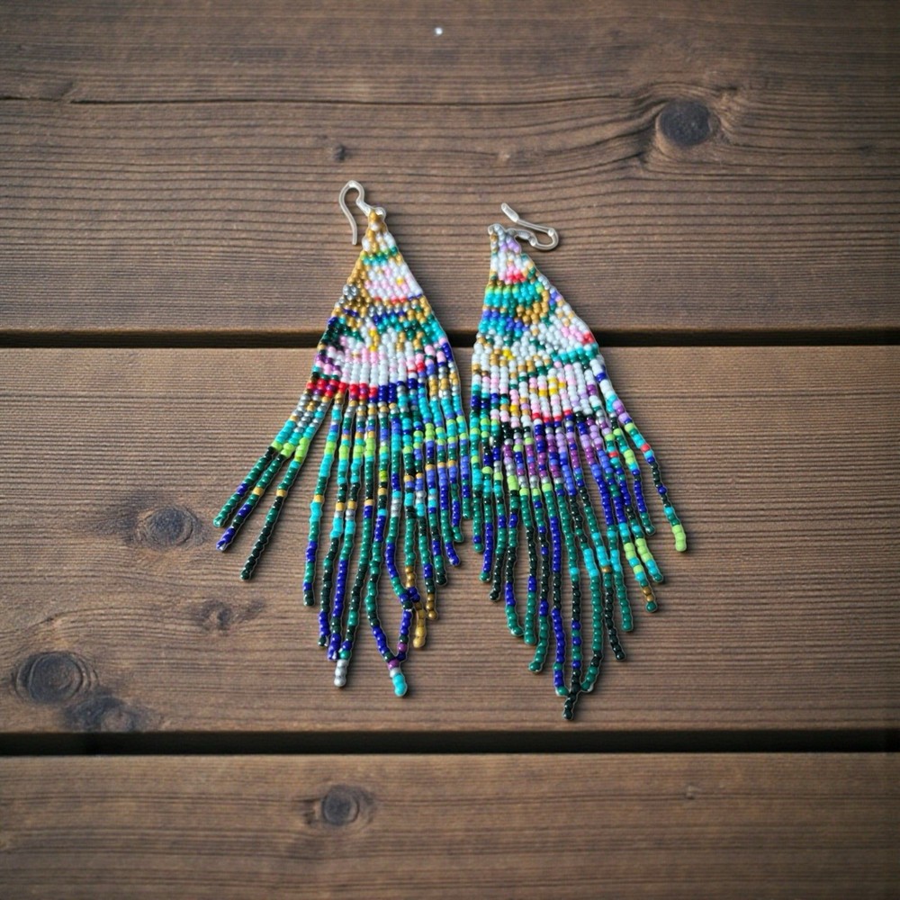 Multicolor Beaded “Water Lilies” Earrings – Inspired by Claude Monet