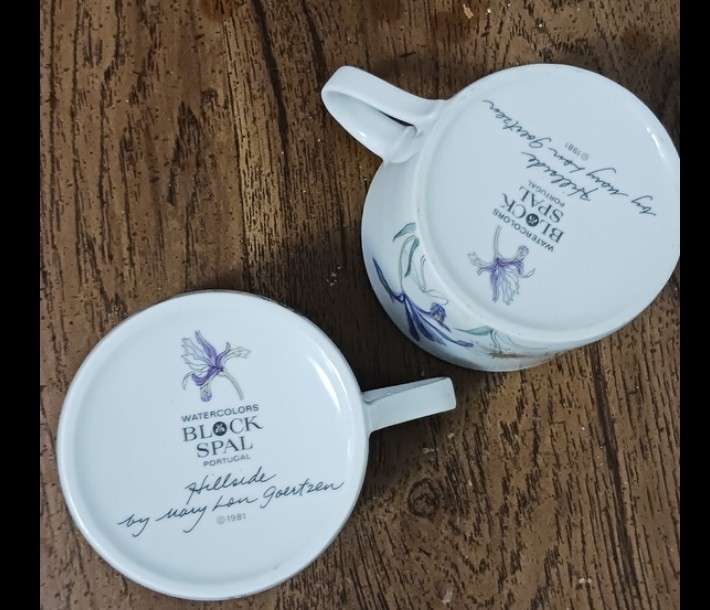 Spode Spal Cups Pair Floral Goertzen Pattern