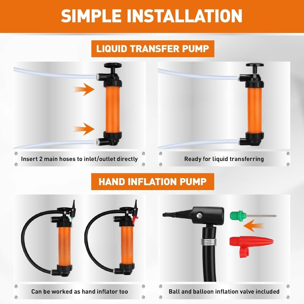 Multi-Function Siphon Transfer Pump Kit Manual Fuel Pump Adapter