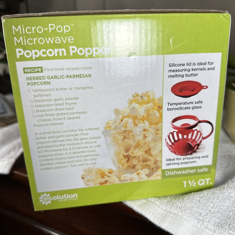Brand NEW Ecolution Original Microwave Micro-Pop Popcorn Popper 1.5 Qt NEW