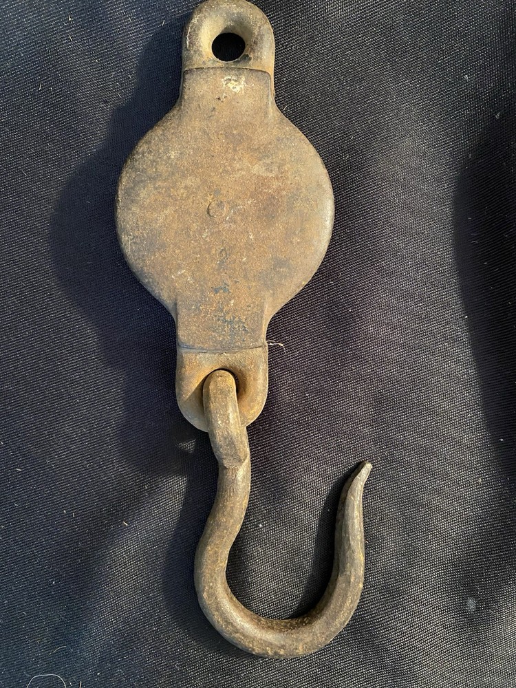 Vintage Block & Tackle Single Pulley With Hook