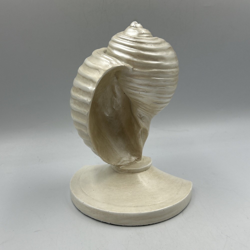 Iridescent White 6.75” Conch Shell Bookend Ceramic Single