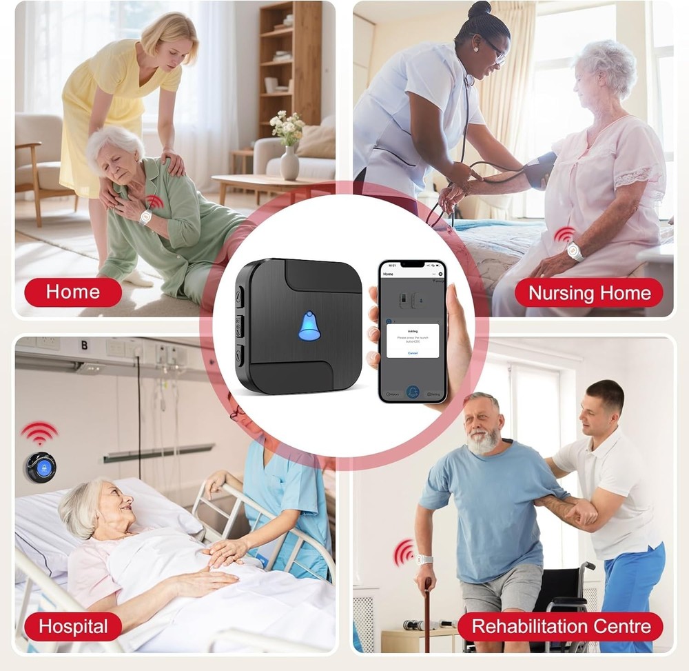 Wireless Emergency Call Button for Elderly - App-Enabled Alert System at Home