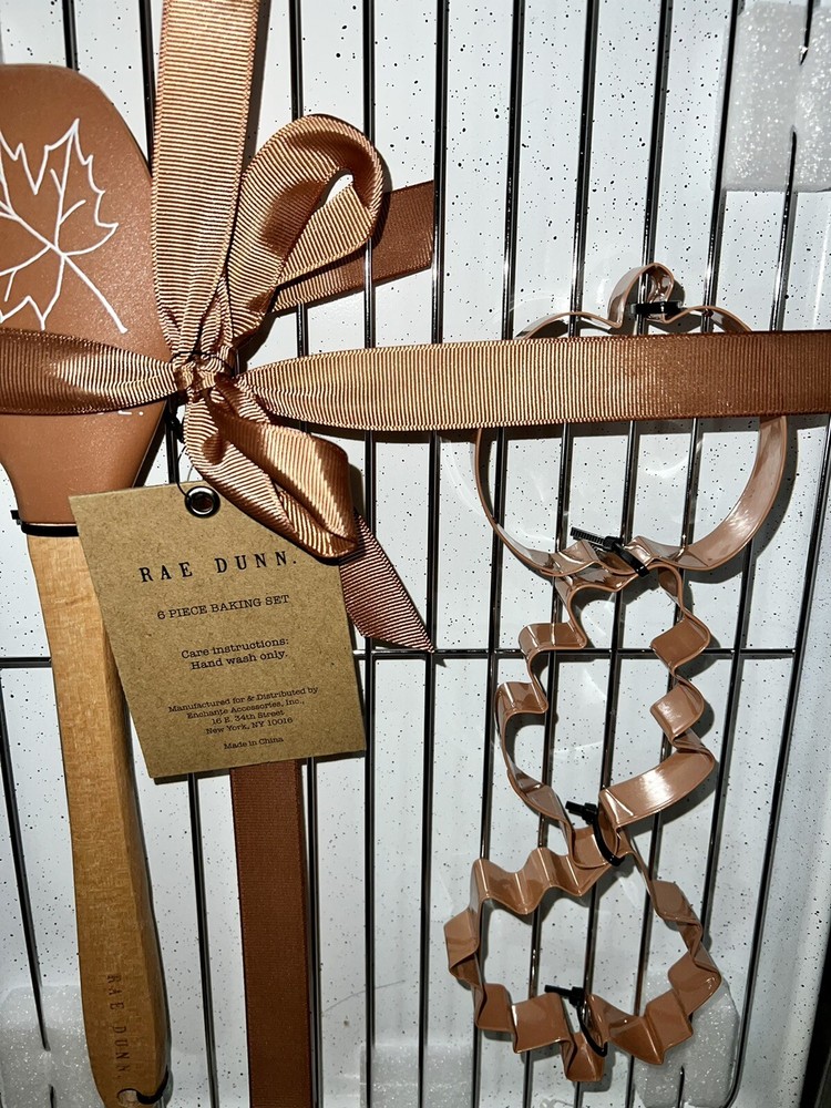 Rae Dunn White Cookie Sheet Grateful 6 Pc. Baking Set Cookie Cutter Spatula FALL