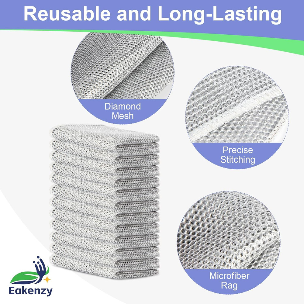 Wire Dishwashing Rag, Double Layer Metal Cloth, 12 Pack