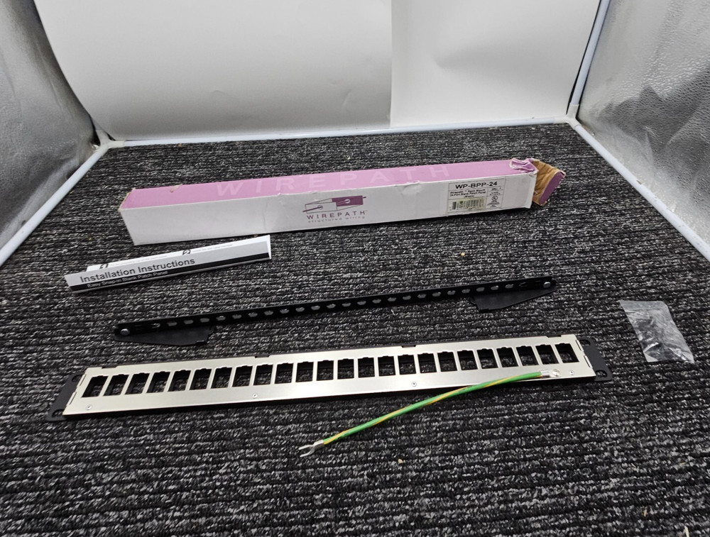 Wirepath WP-BPP-24 Rack Mount 24 Port Blank Patch Panel Black Fits Cat 5e/Cat 6