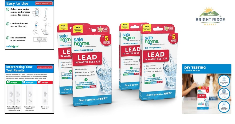 Easy Use Lead Kit for Drinking Water - 4 Pack with Support Included
