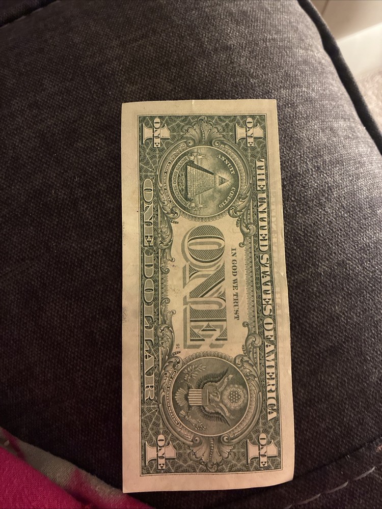 Circulated $1 Bill Misprint/Misaligned 1 Dollar
