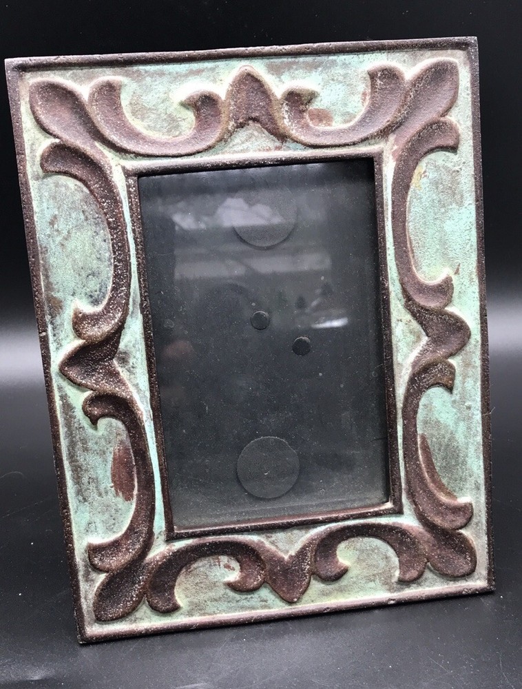 Metal Rustic Tarnished -Look Scroll Picture Frame 3.5” x 5.5” Opening