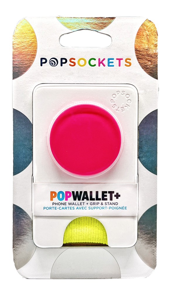PopSockets Popwallet Plus White Neon Hot Pink CC ID Holder Pop Wallet PopSocket
