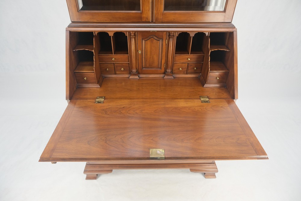 Henkel-Harris 2 Part Solid Wild Black Cherry Secretary Drop Front Desk Bookcase