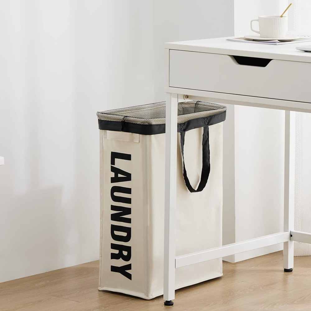 Slim Laundry Hamper with Removable Inner Bag and Side Handles, 45L Small Laundry