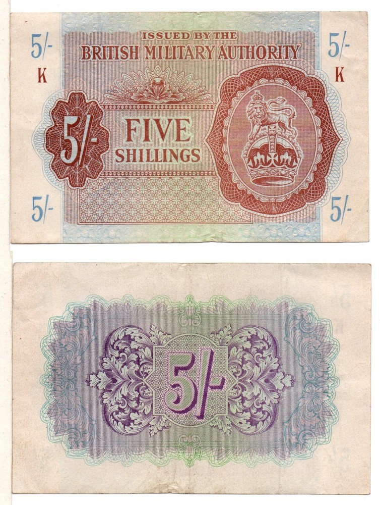 GREAT BRITAIN - 5 Shillings Military Script (1943) Pick M4, Extra Fine