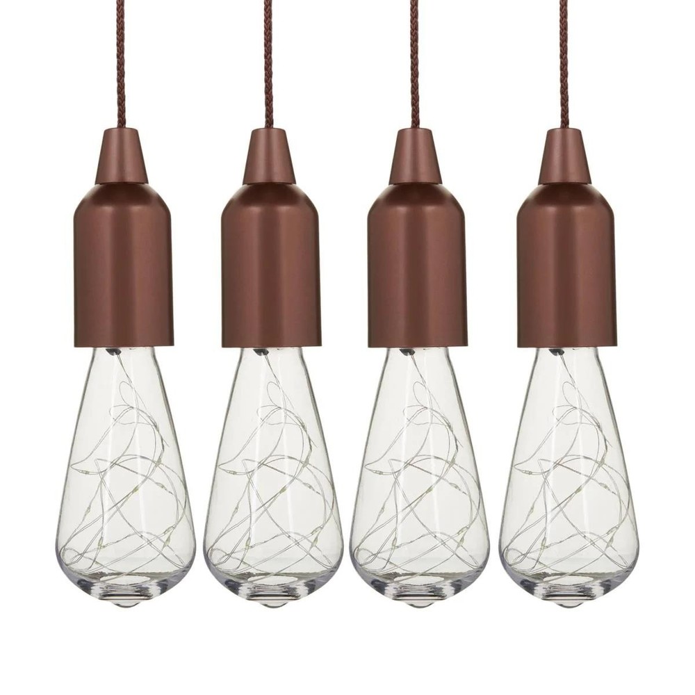 Improvements 4-Pack LED Edison Firefly Fairy Pull Lights w/ Remote, Aged Bronze