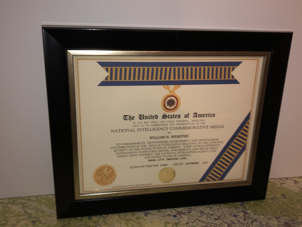 NSA - NATIONAL INTELLIGENCE COMMEMORATIVE MEDAL CERTIFICATE Type-1