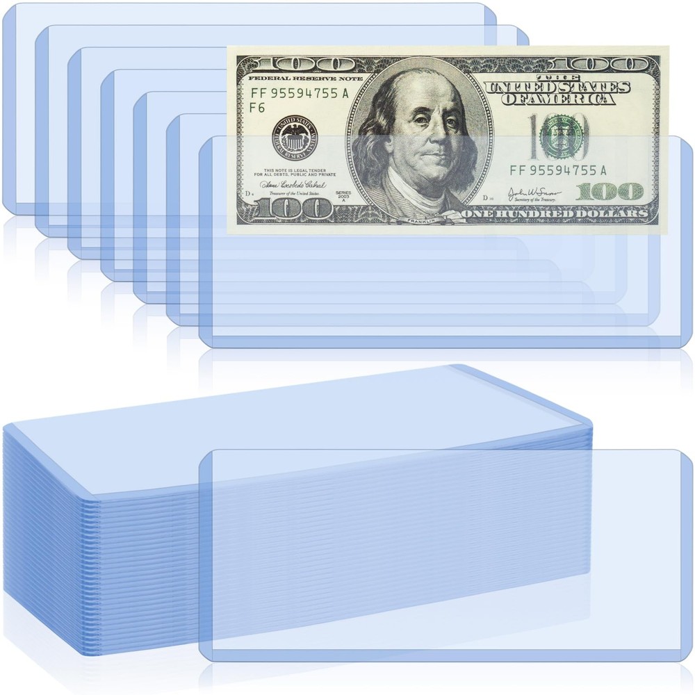 Dollar Bill Sleeves Clear Currency Holders Hard Plastic Bill Protector 50P