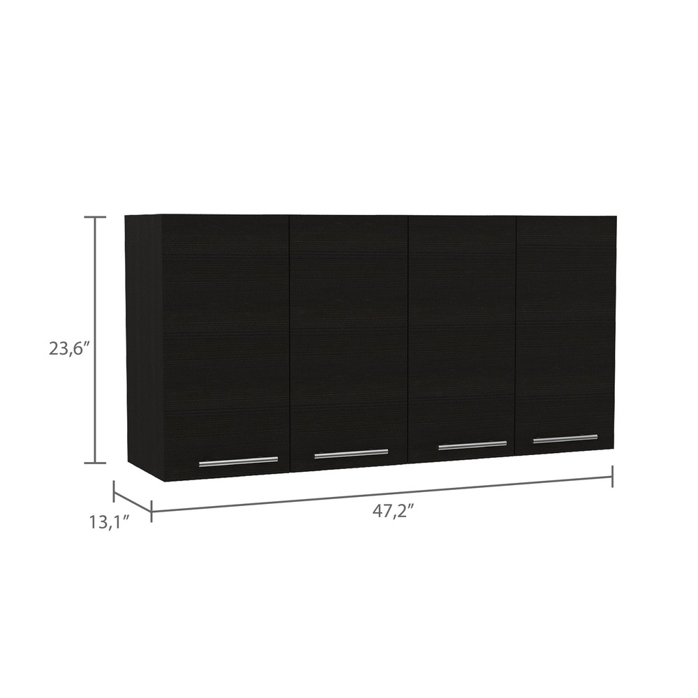 Rectangle Four Swing Doors Wall Cabinet Wenge